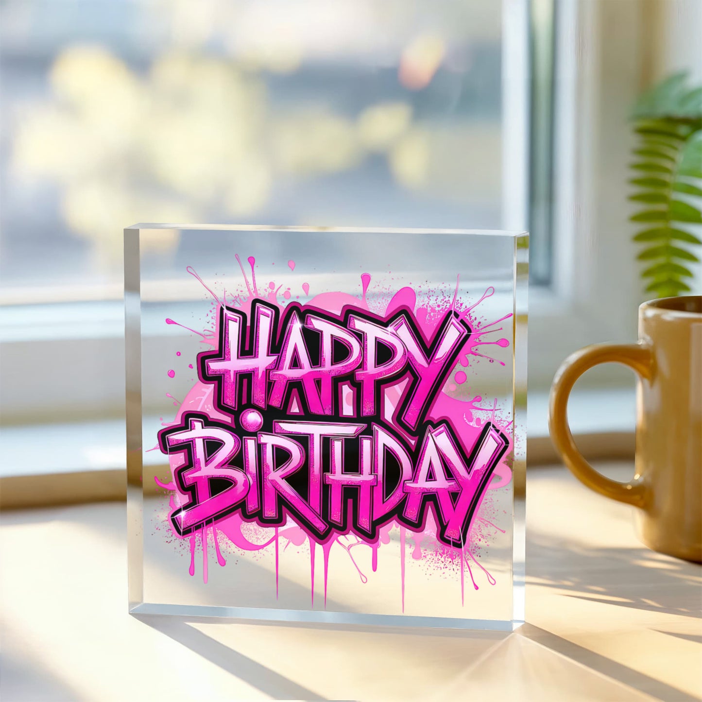Happy Birthday 012 - 6" x 6" Acrylic Block