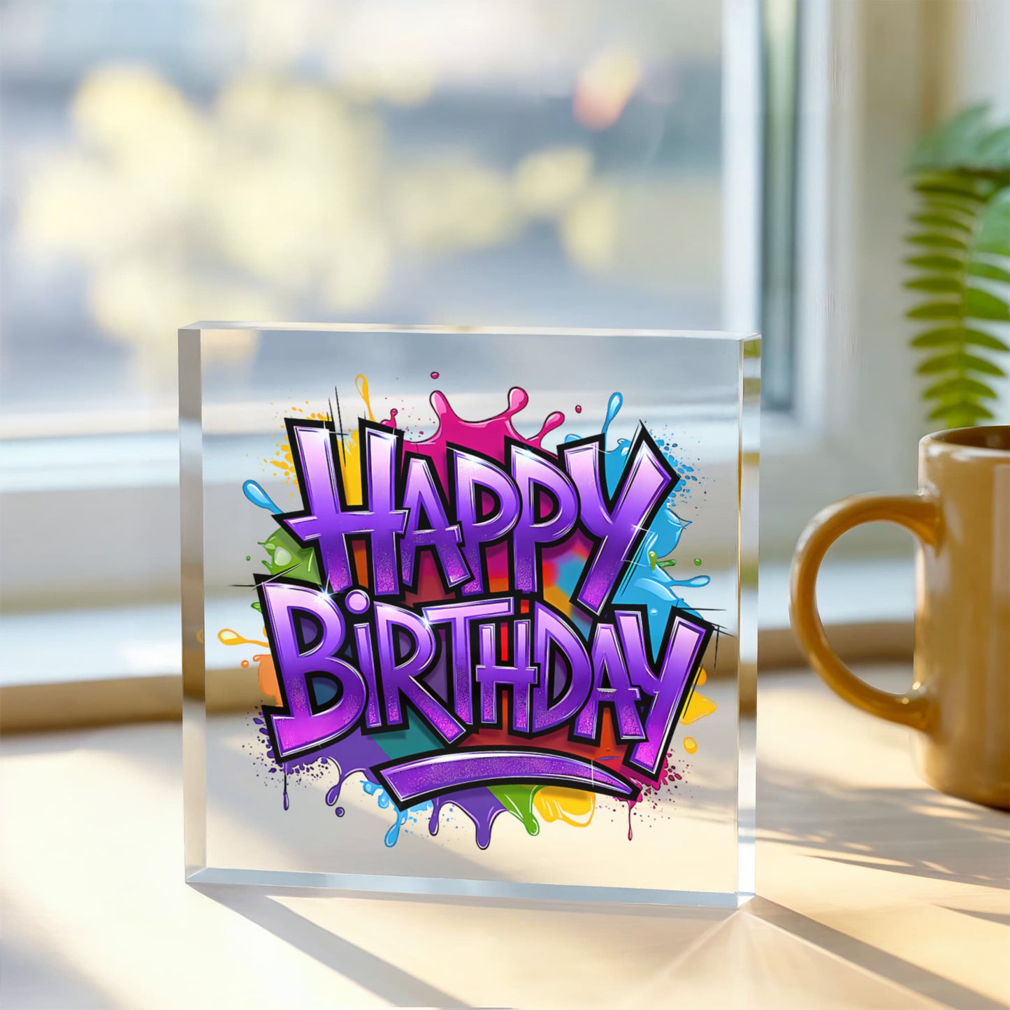 Happy Birthday 019 - 6" x 6" Acrylic Block
