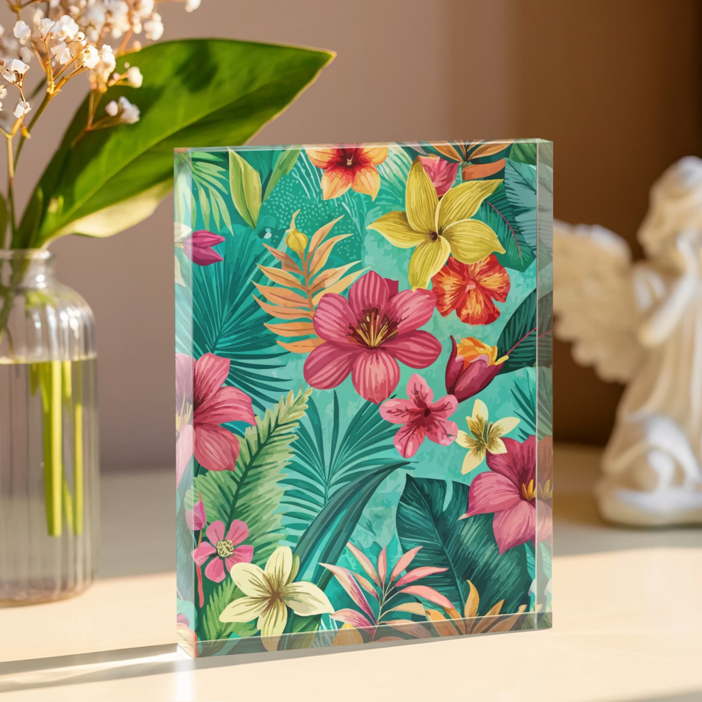 Folk Floral Pattern, South American Inspired 01 - 5.25" x 7" Acrylic Block