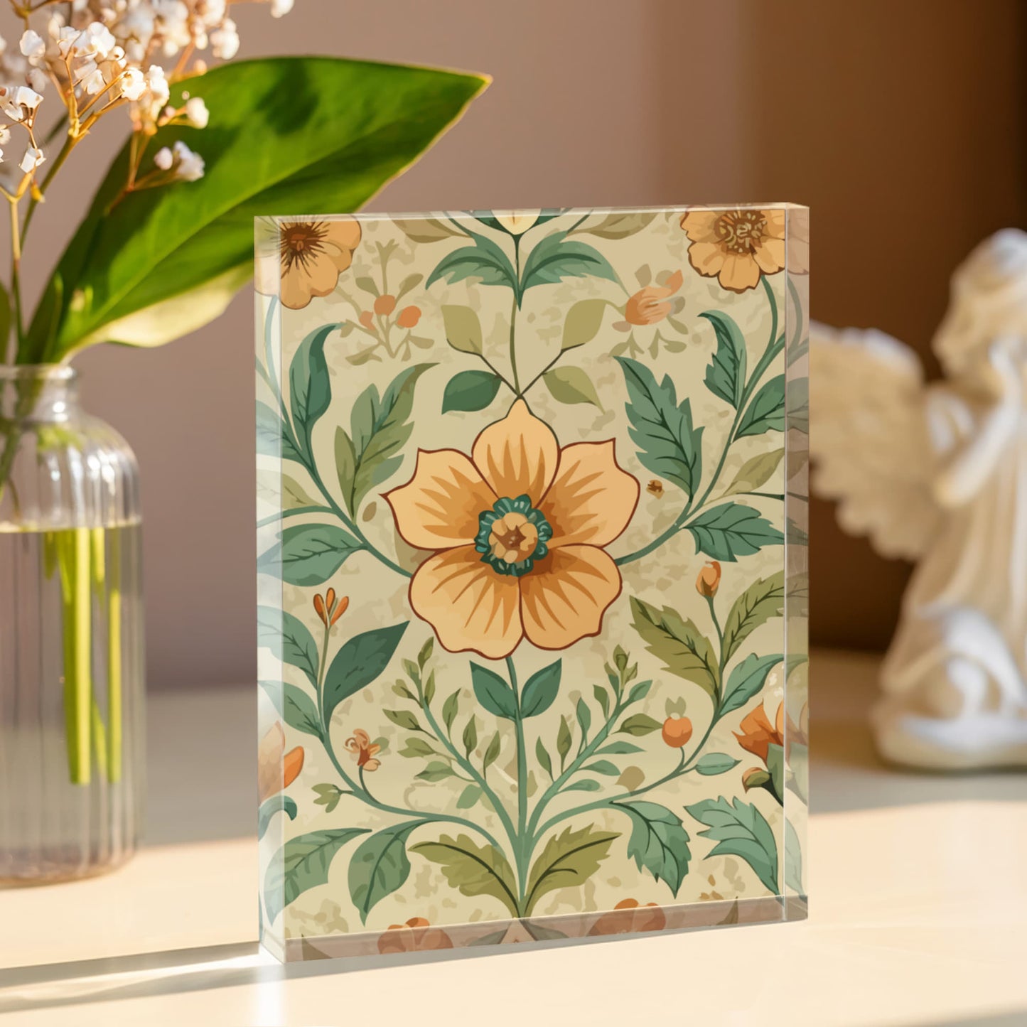 Folk Floral Pattern, Armenian Inspired 02 - 5.25" x 7" Acrylic Block