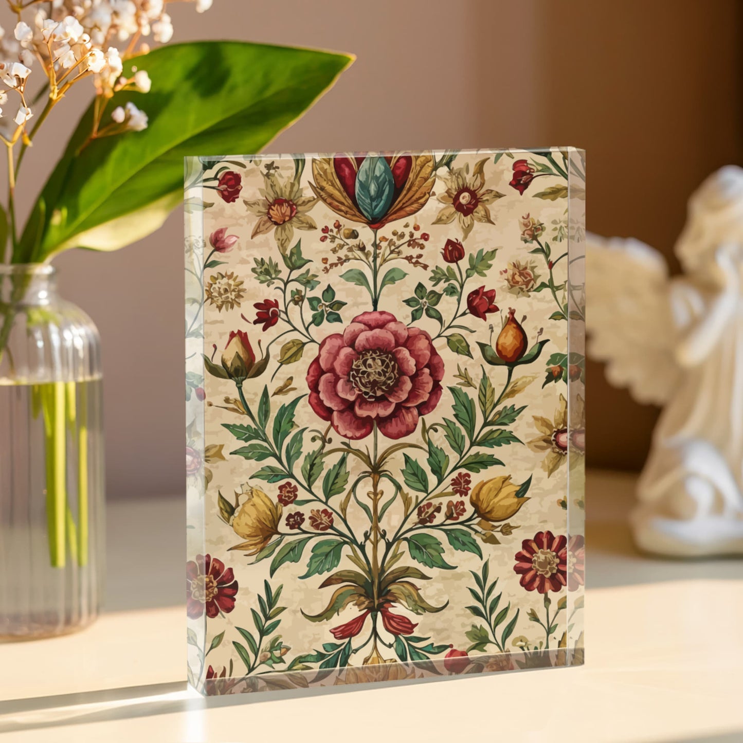 Folk Floral Pattern, Iranian Inspired 03 - 5.25" x 7" Acrylic Block