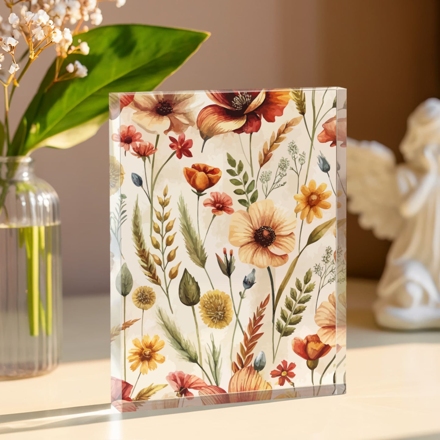 Folk Floral Pattern, Czech Inspired 01 - 5.25" x 7" Acrylic Block
