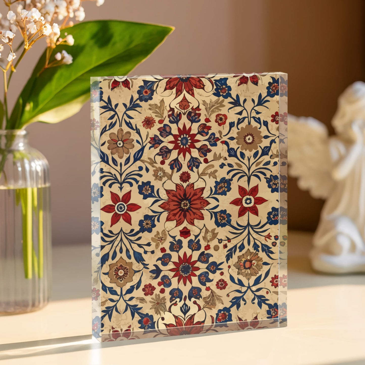 Folk Floral Pattern, Moroccan Inspired 10 - 5.25" x 7" Acrylic Block