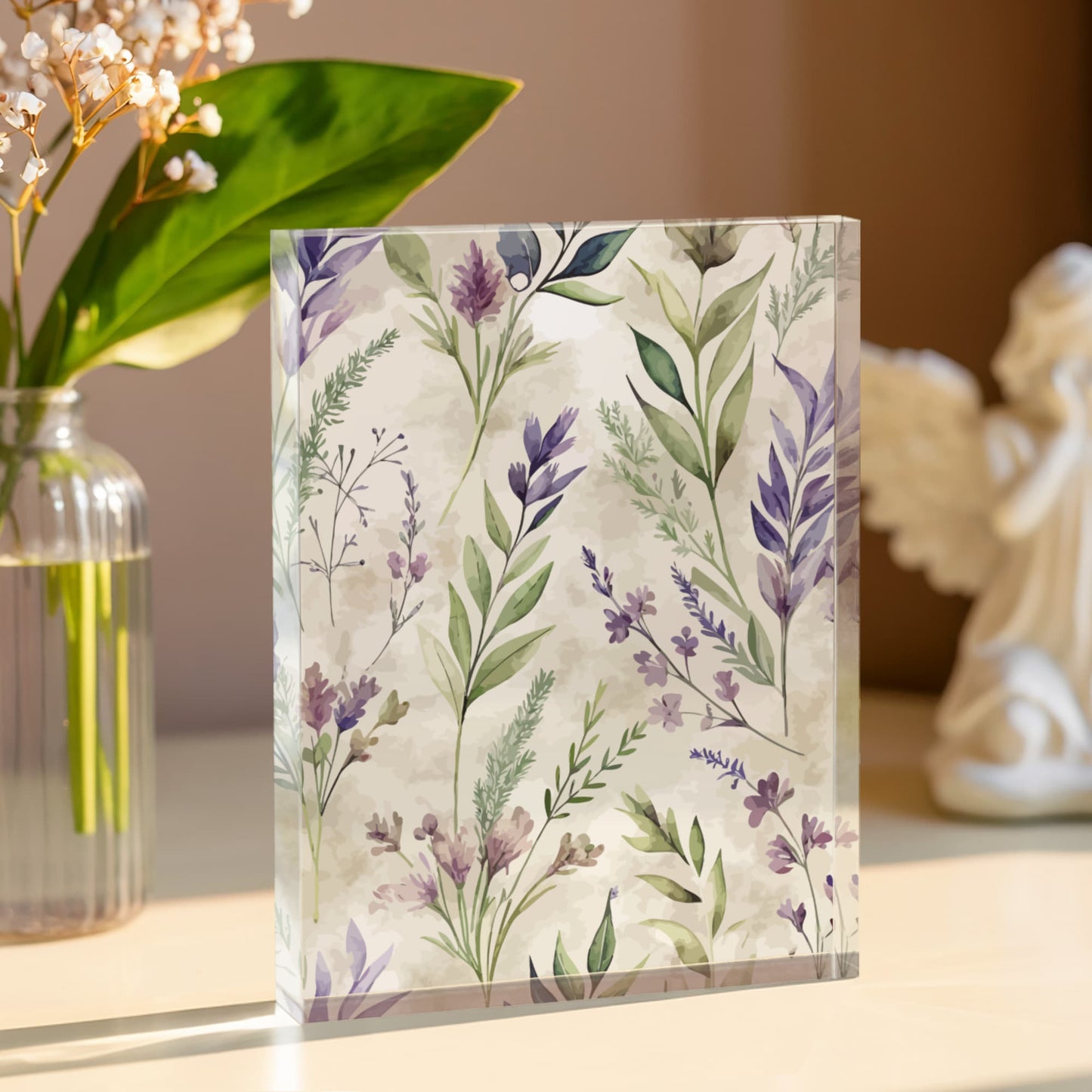 Folk Floral Pattern, French Inspired 01 - 5.25" x 7" Acrylic Block