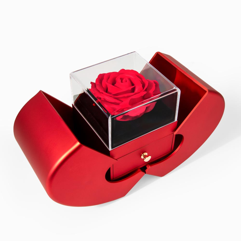 Forever Love Necklace With Red Heart Rose Gift Box