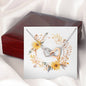 Boho Flowers Wreath Watercolor 05 - Interlocking Hearts Necklace With Mahogany Style Luxury Box