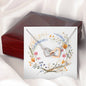 Boho Flowers Wreath Watercolor 15 - Interlocking Hearts Necklace With Mahogany Style Luxury Box
