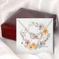 Boho Flowers Wreath Watercolor 10 - Interlocking Hearts Necklace With Mahogany Style Luxury Box