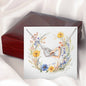 Boho Flowers Wreath Watercolor 12 - Interlocking Hearts Necklace With Mahogany Style Luxury Box