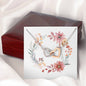 Boho Flowers Wreath Watercolor 20 - Interlocking Hearts Necklace With Mahogany Style Luxury Box