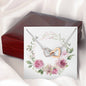 Watercolor Pink Floral Frame 1 - Interlocking Hearts Necklace With Mahogany Style Luxury Box