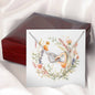 Boho Flowers Wreath Watercolor 09 - Interlocking Hearts Necklace With Mahogany Style Luxury Box