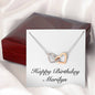 Happy Birthday Marilyn - Interlocking Hearts Necklace With Mahogany Style Luxury Box