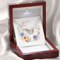 Boho Flowers Wreath Watercolor 11 - Interlocking Hearts Necklace With Mahogany Style Luxury Box