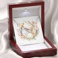 Boho Flowers Wreath Watercolor 09 - Interlocking Hearts Necklace With Mahogany Style Luxury Box