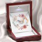 Boho Flowers Wreath Watercolor 20 - Interlocking Hearts Necklace With Mahogany Style Luxury Box