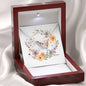 Boho Flowers Wreath Watercolor 10 - Interlocking Hearts Necklace With Mahogany Style Luxury Box