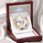 Boho Flowers Wreath Watercolor 14 - Interlocking Hearts Necklace With Mahogany Style Luxury Box