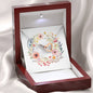 Boho Flowers Wreath Watercolor 01 - Interlocking Hearts Necklace With Mahogany Style Luxury Box