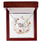 Boho Flowers Wreath Watercolor 08 - Interlocking Hearts Necklace With Mahogany Style Luxury Box
