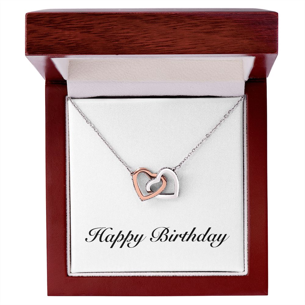 Happy Birthday - Interlocking Hearts Necklace With Mahogany Style Luxury Box