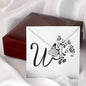 Botanical Monogram W - Love Knot Necklace With Mahogany Style Luxury Box