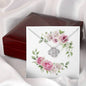 Watercolor Pink Floral Frame 2 - Love Knot Necklace With Mahogany Style Luxury Box