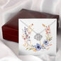 Boho Flowers Wreath Watercolor 02 - Love Knot Necklace With Mahogany Style Luxury Box
