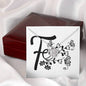 Botanical Monogram F - Love Knot Necklace With Mahogany Style Luxury Box