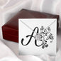 Botanical Monogram A - Love Knot Necklace With Mahogany Style Luxury Box
