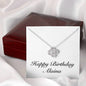 Happy Birthday Alaina - Love Knot Necklace With Mahogany Style Luxury Box