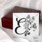 Botanical Monogram E - Love Knot Necklace With Mahogany Style Luxury Box