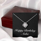 Happy Birthday Aisha v2 - Love Knot Necklace With Mahogany Style Luxury Box