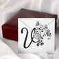 Botanical Monogram V - Love Knot Necklace With Mahogany Style Luxury Box