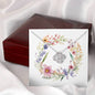 Boho Flowers Wreath Watercolor 07 - Love Knot Necklace With Mahogany Style Luxury Box