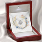 Boho Flowers Wreath Watercolor 03 - Love Knot Necklace With Mahogany Style Luxury Box