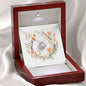 Boho Flowers Wreath Watercolor 09 - Love Knot Necklace With Mahogany Style Luxury Box