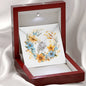 Boho Flowers Wreath Watercolor 13 - Love Knot Necklace With Mahogany Style Luxury Box