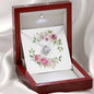 Watercolor Pink Floral Frame 2 - Love Knot Necklace With Mahogany Style Luxury Box