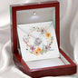 Boho Flowers Wreath Watercolor 10 - Love Knot Necklace With Mahogany Style Luxury Box