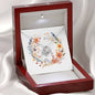Boho Flowers Wreath Watercolor 06 - Love Knot Necklace With Mahogany Style Luxury Box