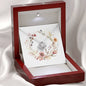 Boho Flowers Wreath Watercolor 08 - Love Knot Necklace With Mahogany Style Luxury Box
