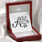 Botanical Monogram A - Love Knot Necklace With Mahogany Style Luxury Box