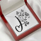 Botanical Monogram J - Love Knot Necklace With Mahogany Style Luxury Box