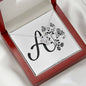 Botanical Monogram A - Love Knot Necklace With Mahogany Style Luxury Box