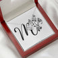 Botanical Monogram M - Love Knot Necklace With Mahogany Style Luxury Box
