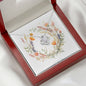 Boho Flowers Wreath Watercolor 09 - Love Knot Necklace With Mahogany Style Luxury Box