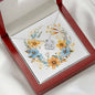 Boho Flowers Wreath Watercolor 13 - Love Knot Necklace With Mahogany Style Luxury Box