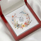 Boho Flowers Wreath Watercolor 17 - Love Knot Necklace With Mahogany Style Luxury Box