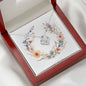 Boho Flowers Wreath Watercolor 19 - Love Knot Necklace With Mahogany Style Luxury Box